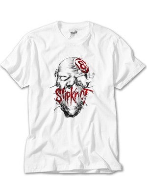 Z Zeplin Slipknot Eight Head Beyaz Tişört