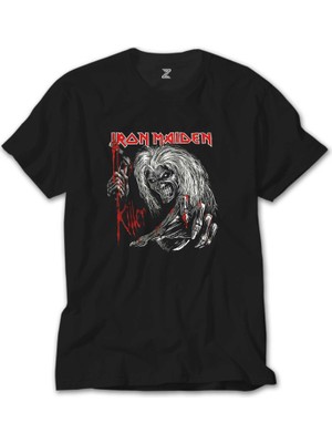 Z Zeplin Iron Maiden Scary Zombie Siyah Tişört
