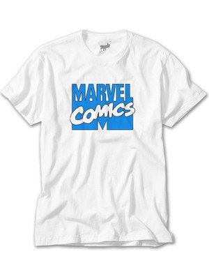 Z Zeplin Marvel Comics Blue Logo Beyaz Tişört