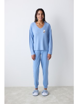 Bearlerina Mavi Pantolon Pijama Takımı