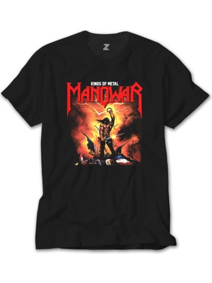 Z Zeplin Manowar Kings Of Metal Siyah Tişört