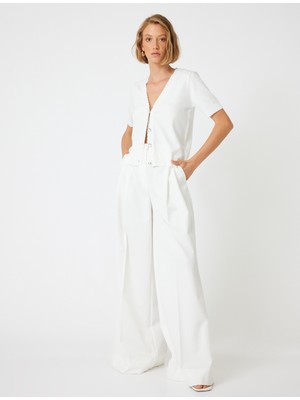 Koton Kısa Kollu Triko Yelek V Yaka Düğmeli