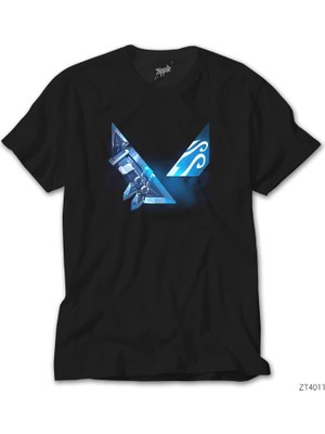 Z Zeplin Valorant Jett Logo Siyah Tişört