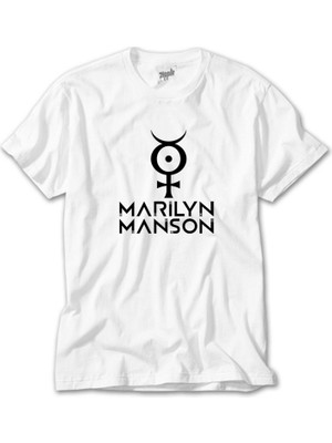 Z Zeplin Marilyn Manson Logo 2 Beyaz Tişört