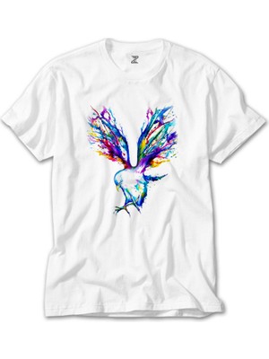 Z Zeplin Güvercin Sulu Boya Beyaz Tişört