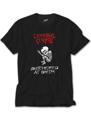 Z Zeplin Cannibal Corpse Butchered At Birth Siyah Tişört