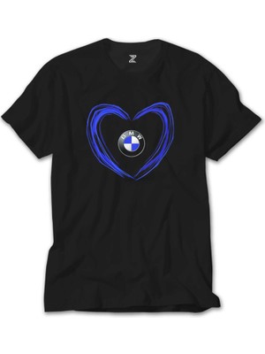 Z Zeplin Bmw Heart Logo Siyah Tişört