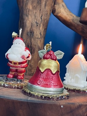 Mumias Candle 2'li Noel Baba & Yılbaşı Çanı  Dejkoratif Mum Seti