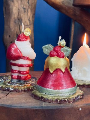 Mumias Candle 2'li Noel Baba & Yılbaşı Çanı  Dejkoratif Mum Seti