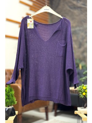 Tek Cepli V Yaka Yarasa Merserize Bluz