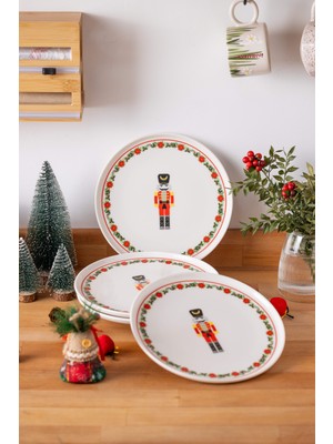 Fh Finehome Kurşun Asker Porselen 4 'Lü Yılbaşı Pasta Tabağı 21 Cm