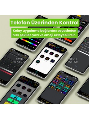 Seyutech LED Pi x el 3+1 Tablo Dijital Ekran Yazı ve Animasyon Eklenebilen Telefon Kontrollü 16*16 LED