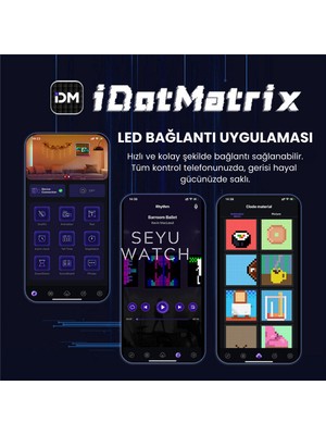 Seyutech LED Pi x el 3+1 Tablo Dijital Ekran Yazı ve Animasyon Eklenebilen Telefon Kontrollü 16*16 LED