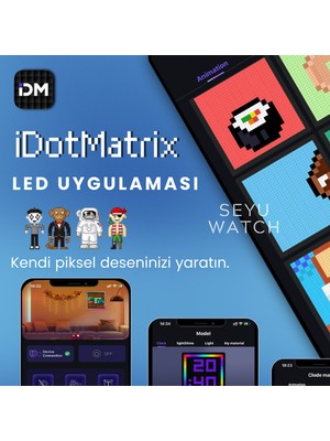 Seyutech LED Pi x el Tablo Dijital Ekran Yazı ve Animasyon Eklenebilen Telefon Kontrollü 32*32 LED