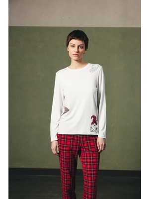 Kadın Pamuklu Uzun Kollu Pijama Üstü