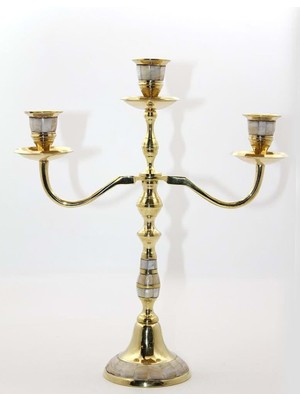 Pirinç Sedefli 3'lü Şamdan