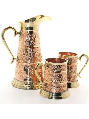 Pirinç 2 Bardaklı Sürahi Seti