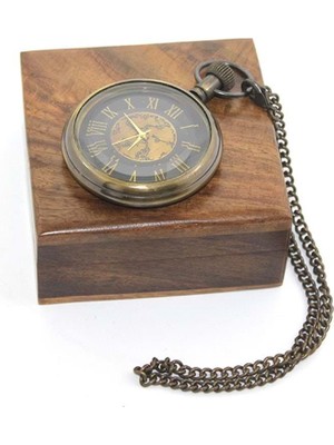 Ahşap Kutulu Pirinç Köstekli Saat