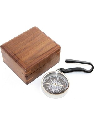 Ahşap Kutulu Krom Pusula