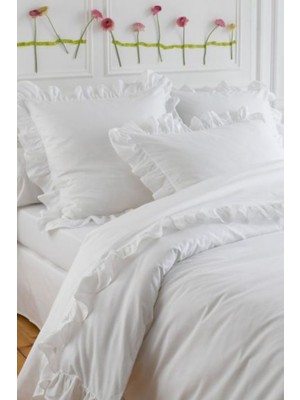 Cherila Doğal Pamuk Keten Fırfırlı Yastık Kılıfı (2 Adet)