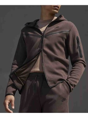 Nike Sportswear Tech Fleece Erkek Tam Fermuarlı Kapüşonlu DV0537-237 Kahverengi Aslan Sport