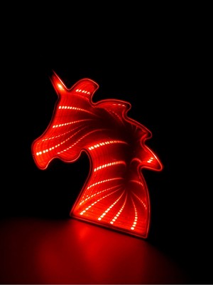 Işık Kasabası Unicorn Sonsuz Aynalı Yansımalı Masa ve Gece Lambası LED