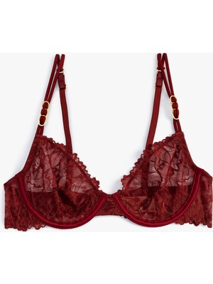 Koton Metal Aksesuarlı Balenli Dantelli Sütyen