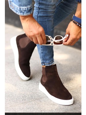Shoetyle - Kahverengi Hakiki Deri Süet Erkek Chelsea Bot   250-041