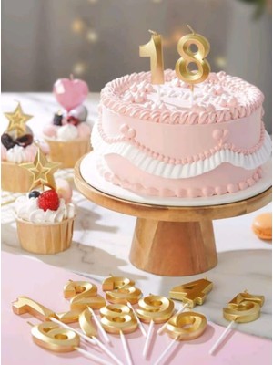 Parti Aşkı 3 Yaş Gold Renk Rakam Mum Doğum Günü Pasta Mumu - Cupcake Mumu