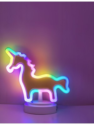 Unicorn Renkli Neon Dekoratif Gece Lambası