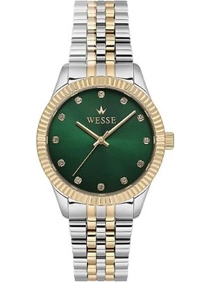Wesse Kadın Kol Saati 36 mm Çelik Suya Dayanıklı İki Renkli Analog & Dijital Fonksiyon