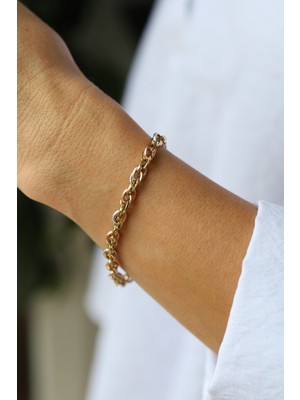 Yenigün Kuyumculuk 14 Ayar Altın Sarmal Üç Renkli Hallow Bileklik 1