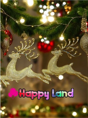 Yılbaşı Ağacı Süsü 2 Adet Gold Renk Geyik Süs 14 cm Yılbaşı Süsü