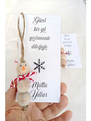 Mediterian Ahşap kardan adam temalı yılbaşı kart seti, bej, 30 adet, TR, Emre Koçak