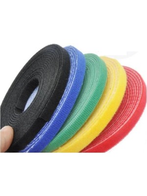 Byars Blişim Byars Bilişim Cırt Sabitleyici Kablo Düzenleyici, 5 Metre x 1cm, Kendinden Yapışkanlı Silikonlu Köpük Bant