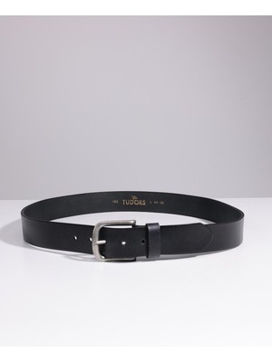 Tudors Erkek   Deri 4 cm Spor Siyah Kemer