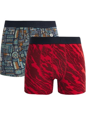 Tudors Erkek 2'li Pamuk Likralı Premium Seri Esnek Kumaş Boxer