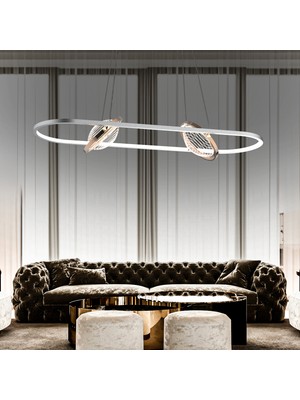 Bennan Sıralı 60 Watt Krom Gold Modern Oturma Odası, Yemek Masası Üstü, Salon LED Avize