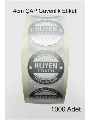 Çılgın Etiket Hijyen Etiketi Güvenlik Etiketi 4cm Çap Gümüş Baskı 1000 Adet