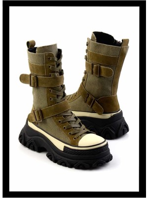 Bambi Haki Keten   Kadın Bot & Bootie K02185039718