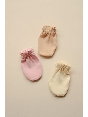 Krem-Bej-Pembe 3lü Yenidoğan Eldiven Set Model 6