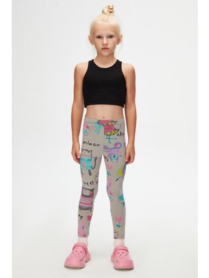 Ay Grisi Chirping Animals Kız Çocuk Yazlık Desenli Tayt