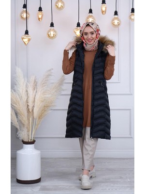 Womanıa Wavy Vest Yelek 18250 Siyah