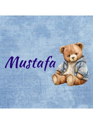 Butik Sosyetik Ayıcıklı Yenidoğan Çikolata Etiketi 3,8x3,8 cm 53 Adet Kişiye Özel