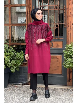 Misswhence Triko Tunik 36012 Bordo