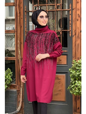 Misswhence Triko Tunik 36012 Bordo