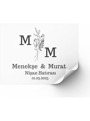 Butik Sosyetik Nişan, Kına Hatırası Çikolata Etiketi 3,8x3,8 cm 54 Adet