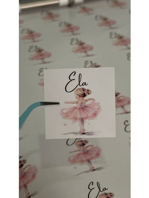 Butik Sosyetik Balerin Kızlı Çikolata Etiketi 3,8x3,8 cm 54 Adet