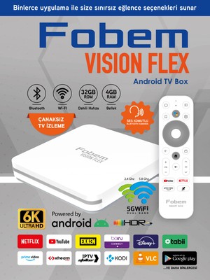 Vision Flex 6k Android Tv Box Medya Oynatıcı - Ses Komutlu Wi-Fi 4 GB Ram 32 GB Hafıza