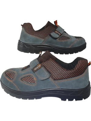 NewKamp Erkek Gri-Turuncu Çelik Burunlu Süet İş Güvenlik Ayakkabısı